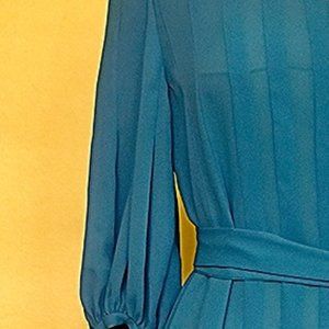 Turquoise pleated vintage dress